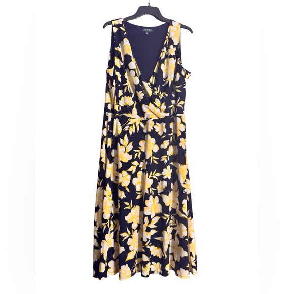 Lauren Ralph Lauren Yellow Floral Midi Dress - Picture 1 of 4